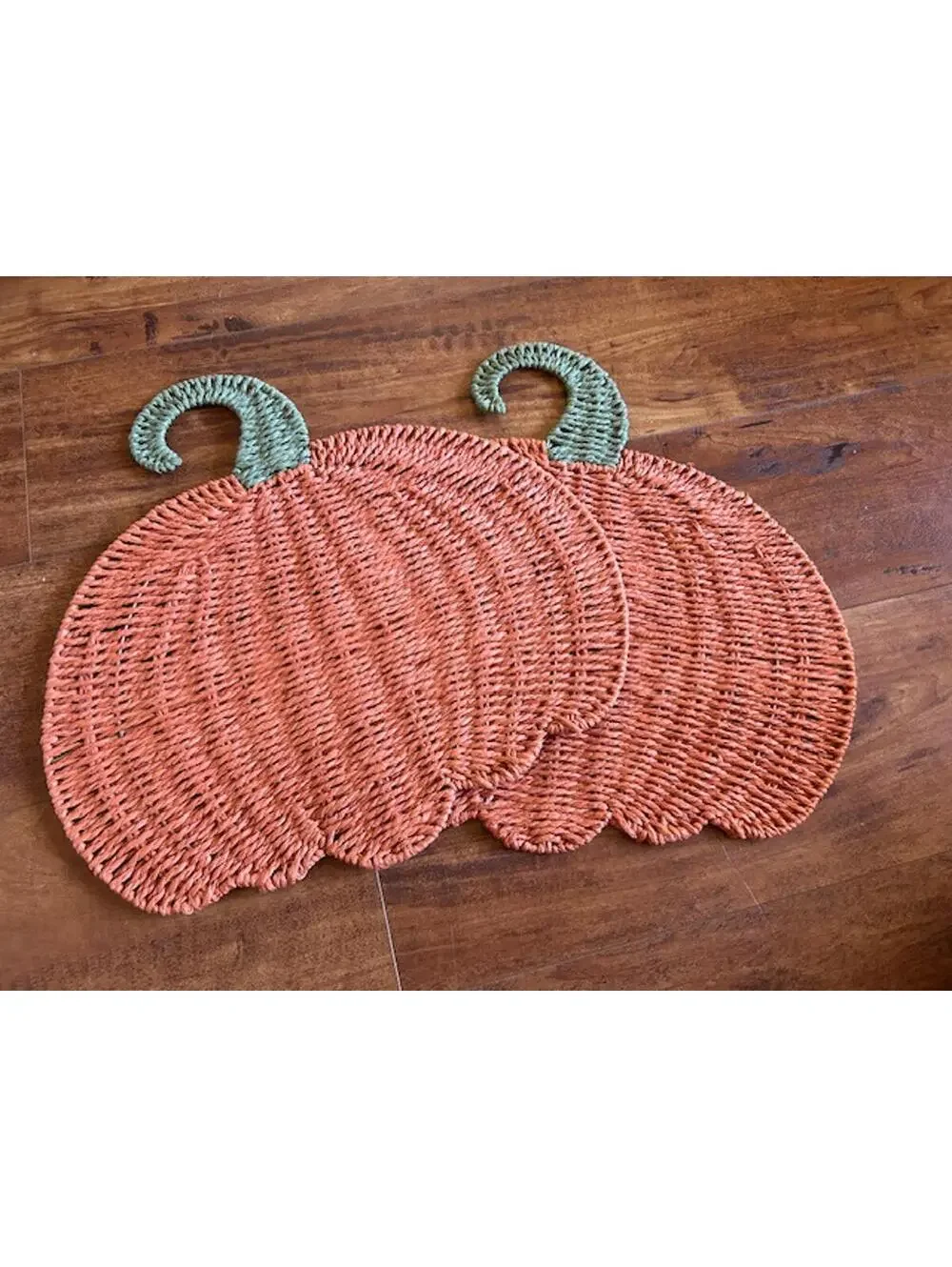 Set of 2 Woven Pumpkin-Shaped Placemats